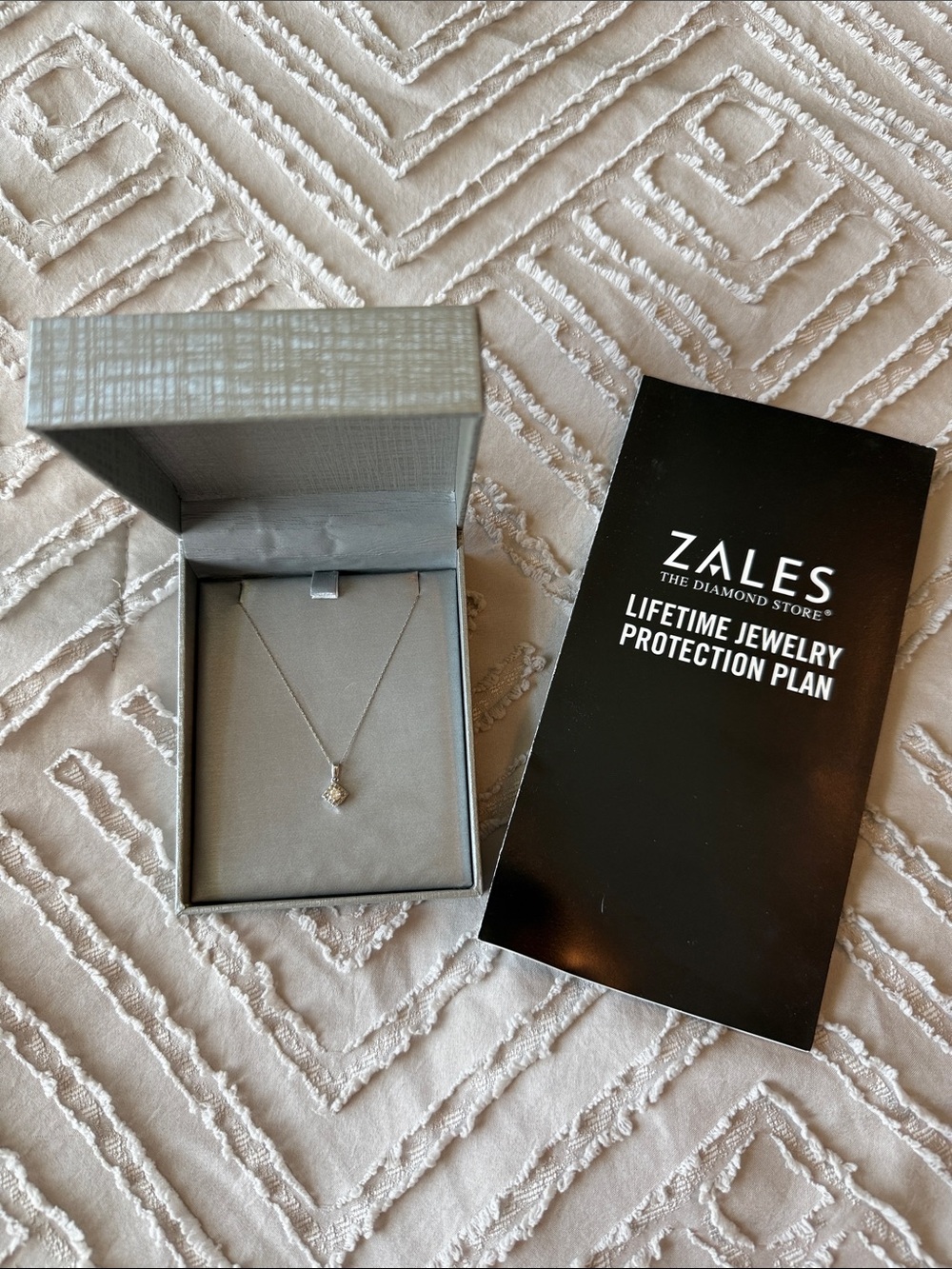 Zales 1/4 CT. T.W. Diamond Square Frame Pendant in 10K White Gold